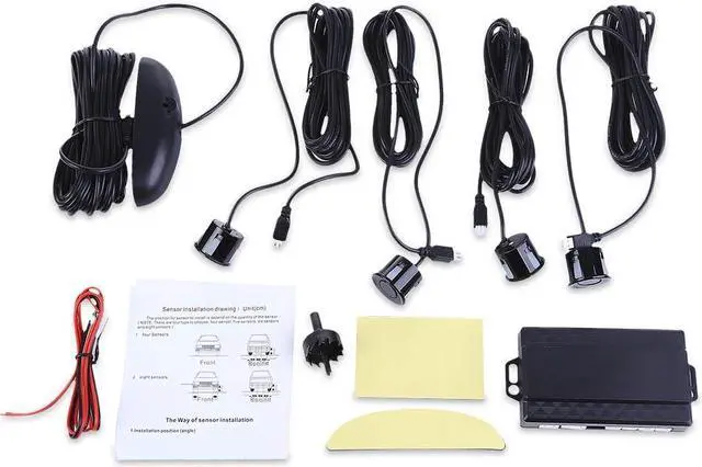 Alt view image 7 of 7 - Buzzing Sound Car Parking Sensor Auto LED Parktronic with 4 Sensors Reverse Backup Parking Radar Monitor Detector System - Silver