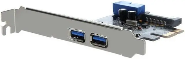 Alt view image 4 of 6 - SuperSpeed 2-Port USB 3.0 PCI-E PCI Express 19-pin USB3.0 15-pin SATA Connector Low Profile
