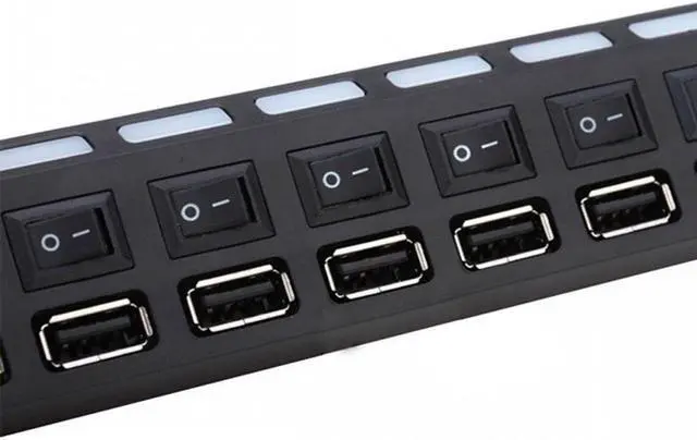 Alt view image 2 of 3 - Micro USB Hub 2.0 7Port Hub USB With ON/OFF Switch USB Splitter Adapter High Speed Peripheral Accessorie For Tablet Laptop