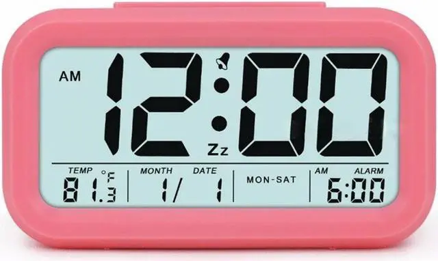 Main image of Digital Alarm Clock Student Clock Large LCD Display Snooze Electronic Kids Clock Light Sensor Nightlight Office Table Clock--Red Color