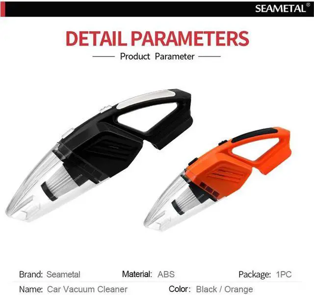 Alt view image 2 of 7 - Car Vacuum Cleaner 12V 120W Portable Handheld Wet And Dry Dual-Use 5 Meters Connector Cable with LED Light Multi Dust Collector - Black