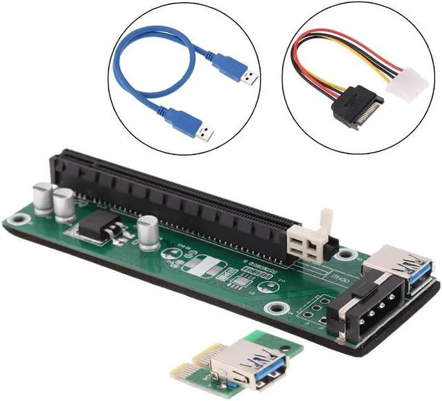 Alt view image 2 of 7 - USB 3.0 PCI-E PCI Express 1x to 16x Extender Riser Board Card Adapter with SATA Power Cable & USB Cable