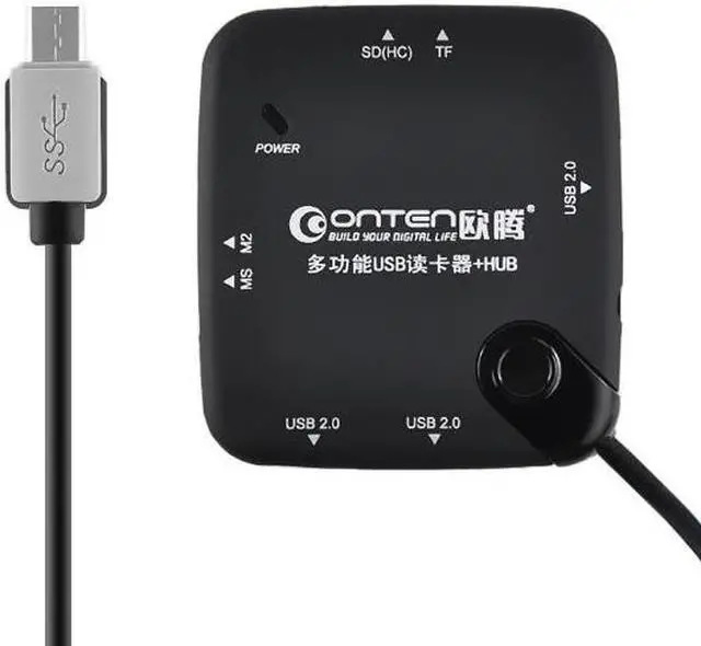Main image of USB 3.1 Type C 3 Ports Hub TF/SD/MS/M2/ XD Card Reader Data Transmission Adapter For PC MacBook - Black