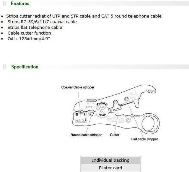 Alt view image 4 of 4 - Pro'sKit CP-505 UNIVERSAL STRIP TOOL RG 59/6/11/7 CABLE STRIPPER WIRE STRIPPER