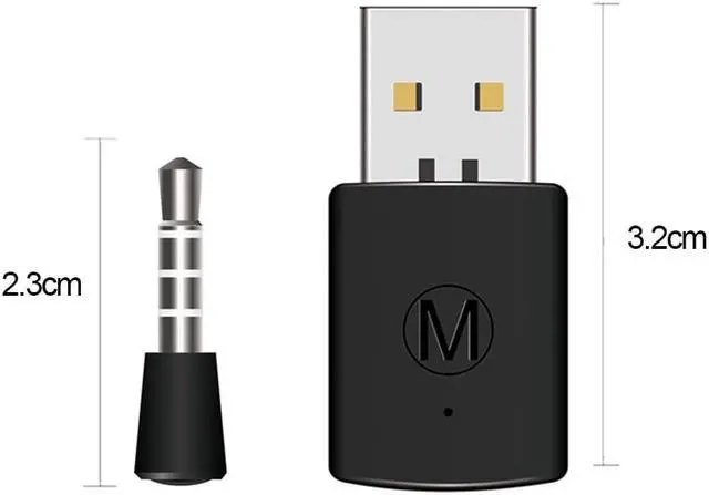 Alt view image 4 of 6 - Bluetooth Receiver Wireless Headset Headphone Adapter with Mic Bluetooth 4.0 Dongle USB Adapter USB Dongle for PS4 Black