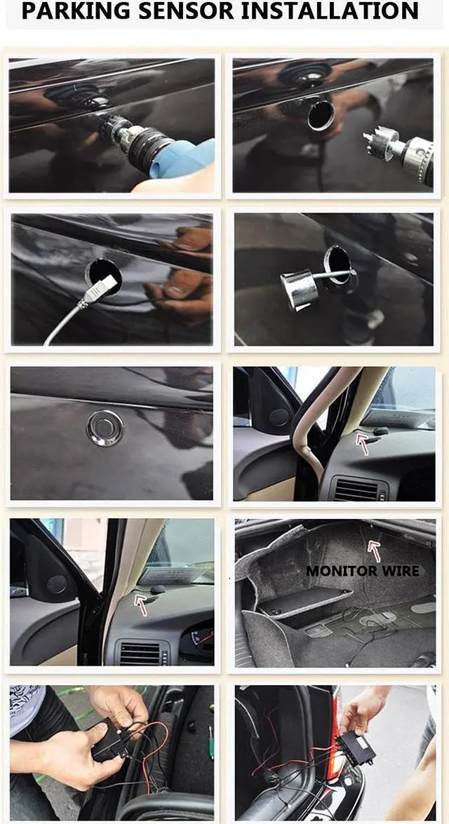 Alt view image 5 of 7 - Buzzing Sound Car Parking Sensor Auto LED Parktronic with 4 Sensors Reverse Backup Parking Radar Monitor Detector System - Silver