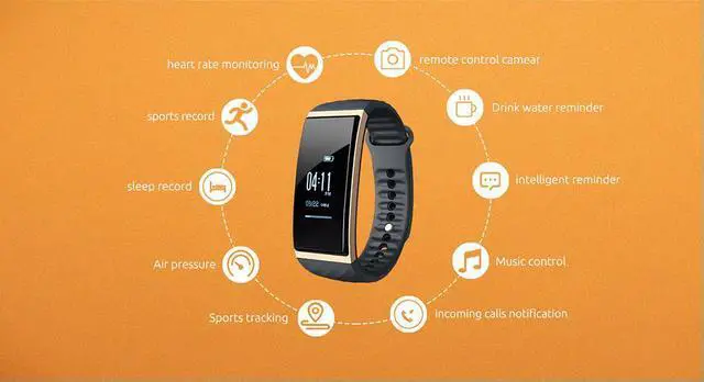 Alt view image 3 of 7 - Cubot S1 Smart Wristband Band Bluetooth Heart Rate Monitor Air Pressure Fitness Tracker IP67 Water for iOS Android (Black)