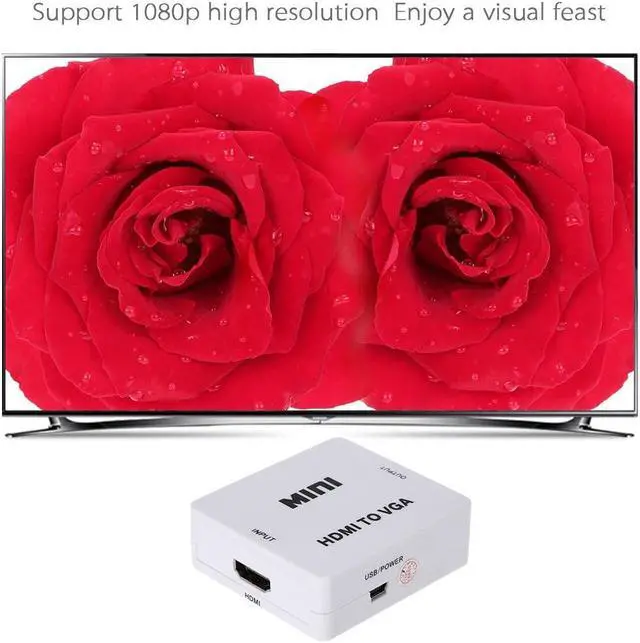 Alt view image 7 of 7 - Mini HDMI to VGA Converter HD Video Audio 1080p with Audio HDMI Devices to VGA for Monitor Projector