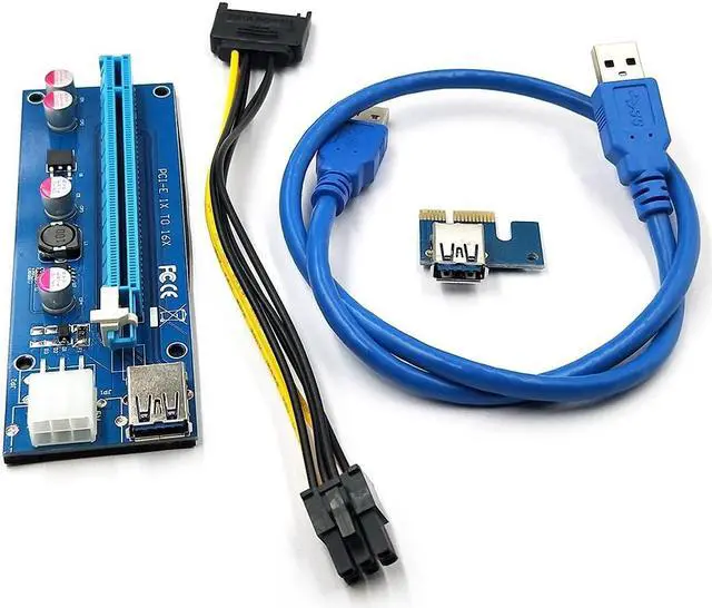 Main image of PCI-E 6 Pin Riser Card 1X to 16X USB 3.0 Cable 6pin USB Riser for Bitcoin Mining