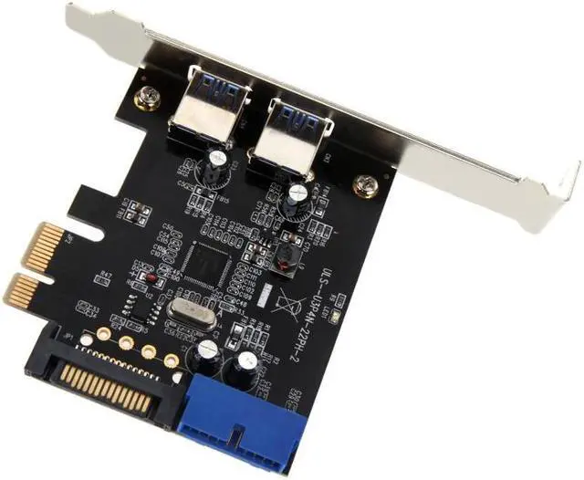 Alt view image 5 of 6 - SuperSpeed 2-Port USB 3.0 PCI-E PCI Express 19-pin USB3.0 15-pin SATA Connector Low Profile
