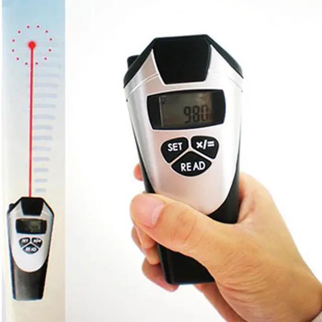Alt view image 2 of 4 - CP-3009 LCD Handheld Laser Distance Meter with Backlight Ultrasonic Distance Measurer Point 2 to 60 Feet 18M