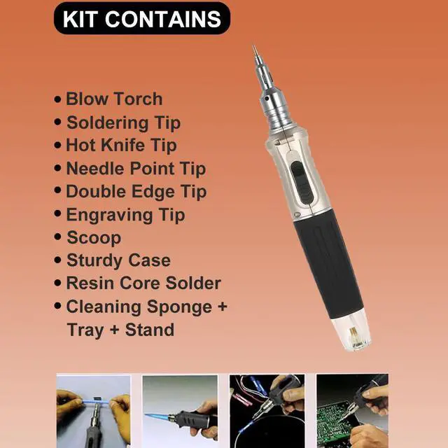 Alt view image 4 of 4 - HS-1115K Professional 10 in 1 Soldering Iron Set Butane Gas Soldering Iron Set 26ml Welding Kit Torch Welding Equipment