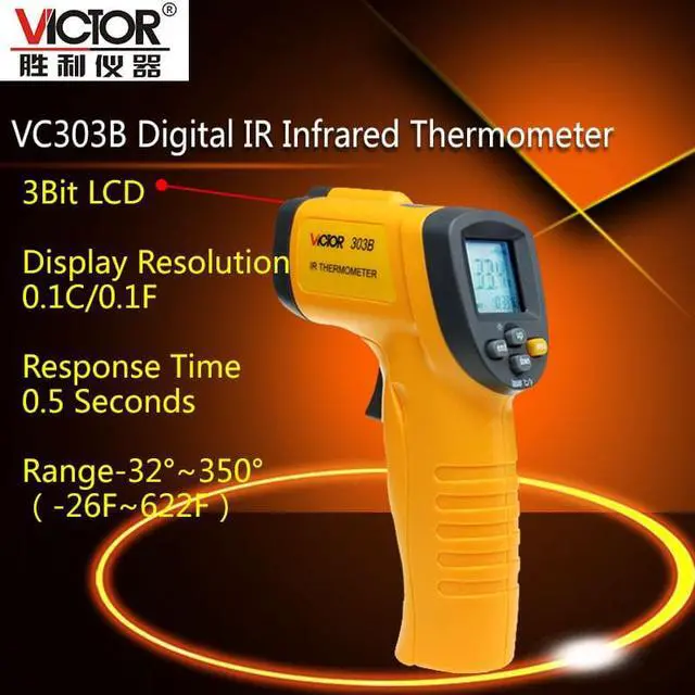 Alt view image 3 of 4 - VICTOR VC303B Handheld Infrared Thermometer, Laser Gun -32C ~ 350C