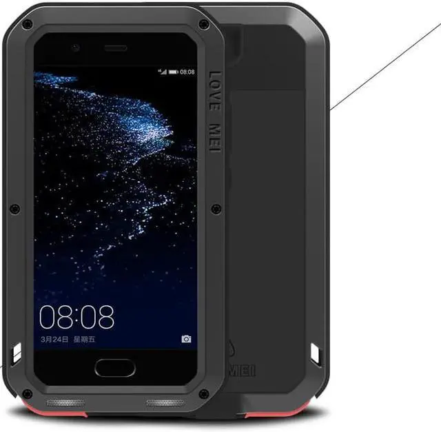 Love Mei Shockproof Waterproof Metal Aluminum Case For Huawei P10 Black