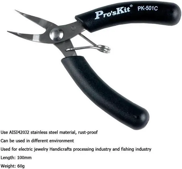Alt view image 5 of 6 - Pro'skit 1PK-501C Bending Nose Plier Dipped Handle Shear Sharp Wire Strippers Wire Wrapping Beading Jewelry Tool Handle Tool