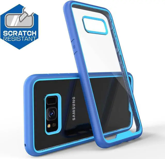 Main image of Fashion Scratchproof Double Color 2 In 1 Transparent Hard PC + TPU Back Cover Case for Samsung Galaxy S8 Plus - Blue
