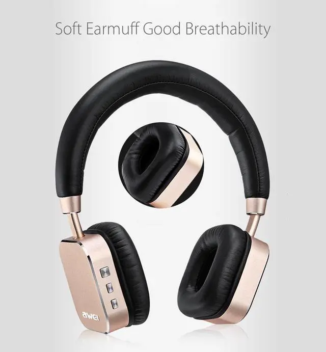 Alt view image 3 of 7 - Awei A900BL Bluetooth Headphone Wireless Headset Stereo HiFi Music Headphones Noise Reduction For Mobile Phone Tablet (Rose Gold)