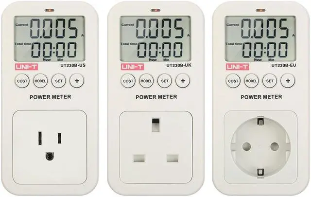 Alt view image 5 of 5 - UNI-T UT230B E2192EU Series LCD Plug-in Energy Consumption Meter Voltage Current Cost Frequency Power Factor Monitor CO2 Emission Detection