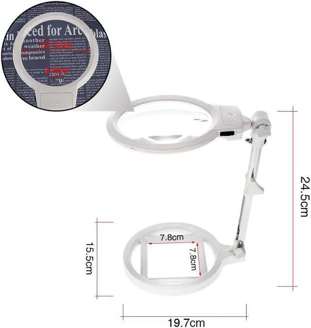 Alt view image 7 of 7 - Multi-functional Foldable Magnifier 6X loupe magnifying glass with 2 LED Lights Measurement Scale Desk Table Magnifying Tool