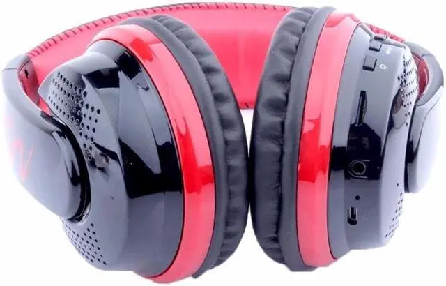 Alt view image 2 of 5 - OVLENG MX666 Bluetooth 4.0 Stereo Headset Wireless Headphones with Mic Support FM & TF Card for iPhone Android Phone - Red