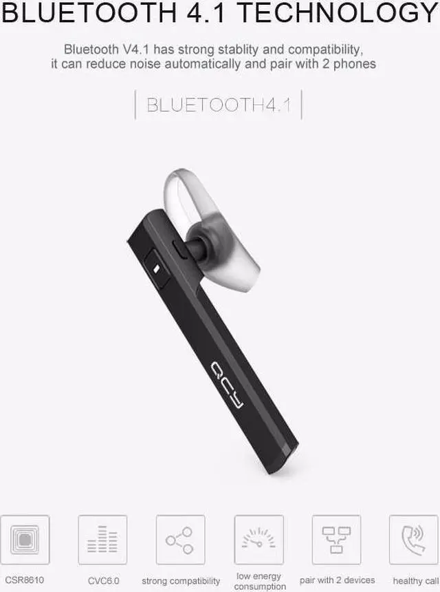 Alt view image 4 of 7 - QCY J05 Business Headphone Car Call Bluetooth Headset Wireless Earphone With Microphone Hands-free and 120mAh Charging Box