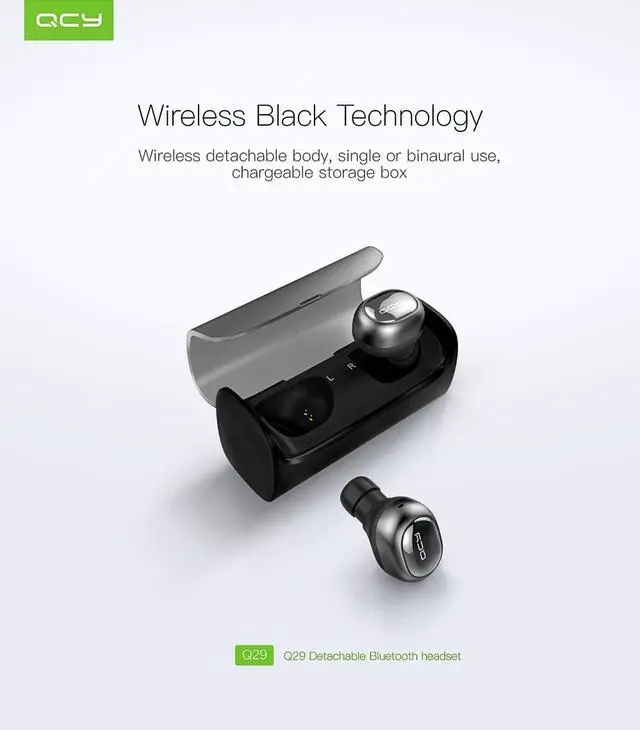 Alt view image 3 of 7 - QCY Q29 Wireless Bluetooth earphones Stereo earphones Auto Connected earbuds With Mic And Portable Storage Box