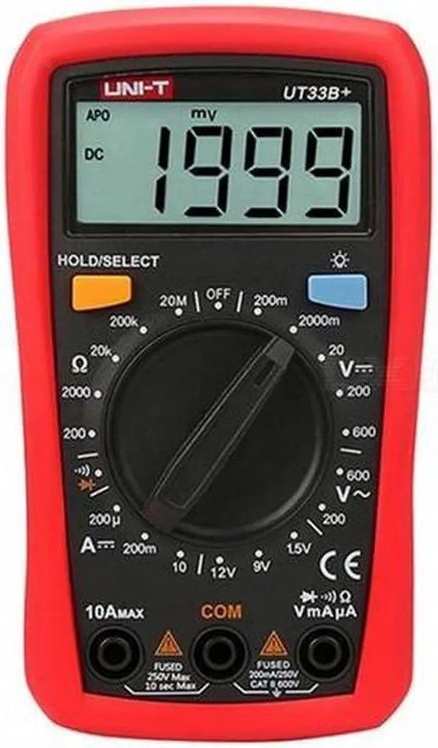 Alt view image 3 of 4 - UNI-T UT33B+ Portable Digital Multimeter - Red + Black
