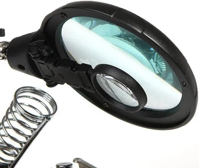 Alt view image 5 of 7 - 2.5X 7.5X 10X LED Soldering magnifying glass Illuminated Magnifier Desktop Loupe Helping Hand Auxiliary Clamp with Power Adapter