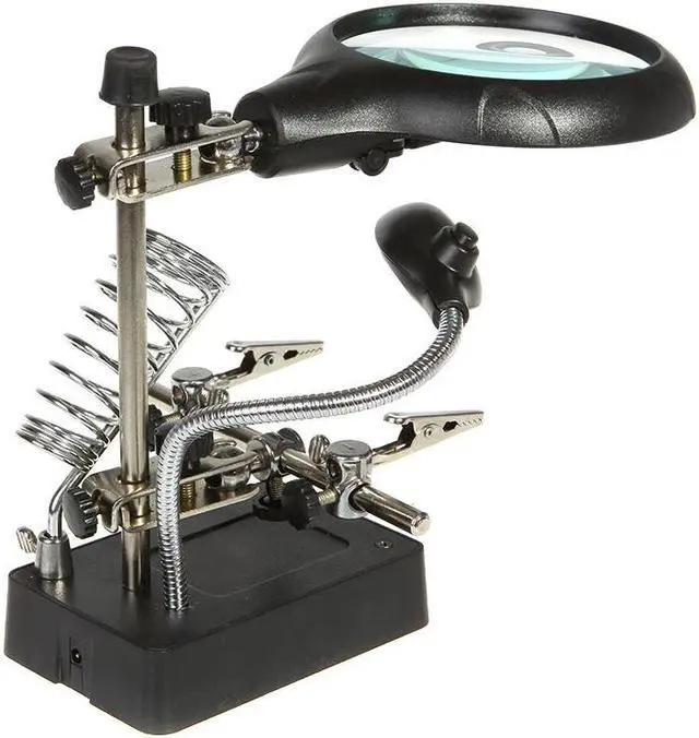 Main image of 2.5X 7.5X 10X LED Soldering magnifying glass Illuminated Magnifier Desktop Loupe Helping Hand Auxiliary Clamp with Power Adapter