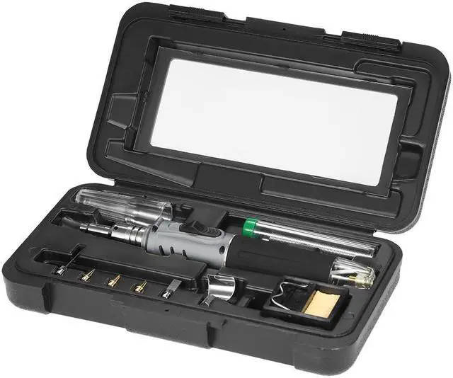 Main image of Professional 10 in 1 Soldering Iron Set Butane Gas Soldering Iron Set 26ml Welding Kit Torch Welding Equipment HS-1115K - Gray