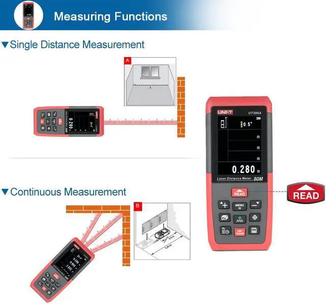 Alt view image 3 of 6 - UNI-T UT396A Laser Distance Meter 80M Rangefinder Digital Laser Tape Range Finder Trena Ruler Build Measure Roulette Tool