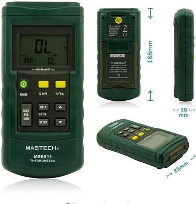 Alt view image 4 of 5 - MASTECH MS6511 Digital Thermometer Single Channel K, J, T, E Thermocouple Type Temperature Meter