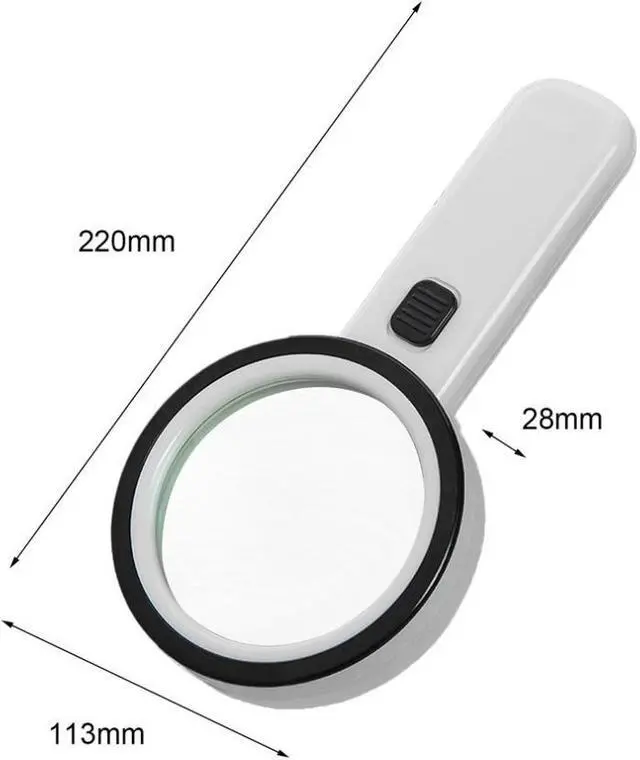 Alt view image 4 of 4 - 90mm Magnifying Glass Loupe Magnifier With LED Lights Ultraviolet Money Detector Lamp Antique For The Elderly Reading Tool