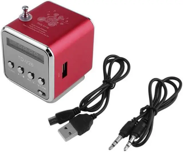 Alt view image 3 of 3 - Fineblue Mini Portable Music Speaker TD-V26 Micro SD TF MP3 Player Support FM Radio USB Stereo Speakers for MP4 Computer PC - Red