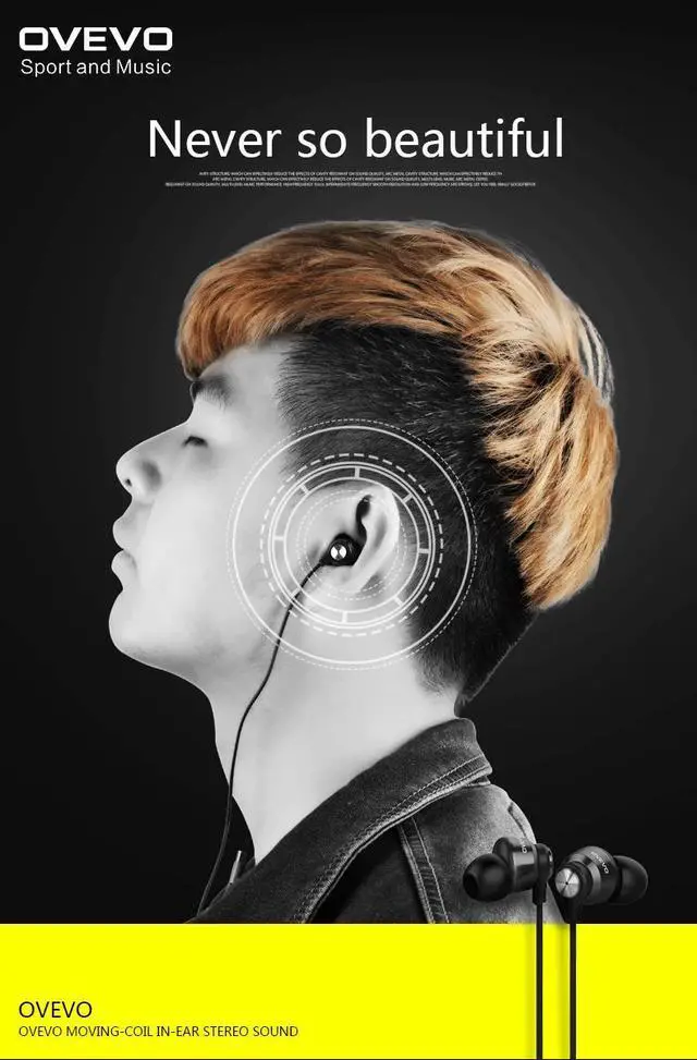 Alt view image 4 of 5 - OVEVO S10 high quality Stereo In-Ear Earphone Line Control Mic Noise Cancelling Bass Headset for MP3,Smartphone - Black