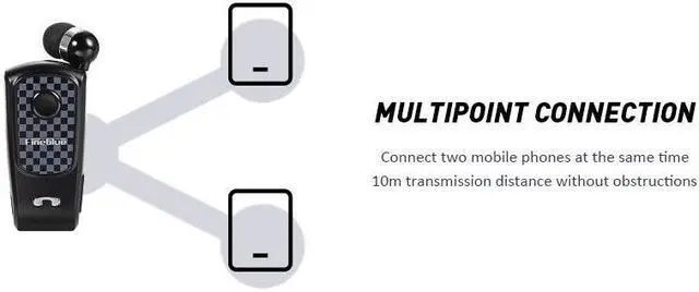 Alt view image 4 of 7 - Fineblue F PLUS Wireless Clip-on Bluetooth V4.0 / V4.1 Headset Headphone Hands-free Supports for IOS and Android System - Gold