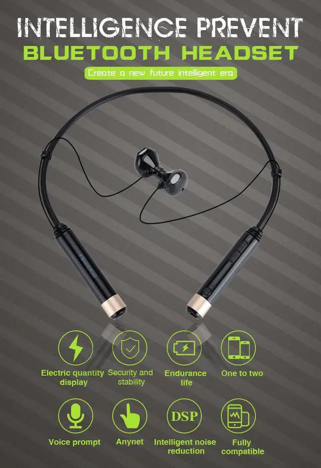 Alt view image 2 of 7 - Fineblue FD600 Wireless NFC auriculares Bluetooth Stereo Headset Earphone Anti Lost Vibration Voice Prompt Sport Headphone - Black Gold