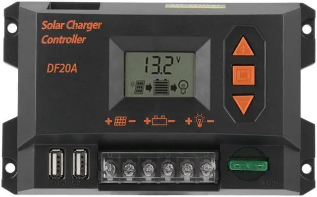 Main image of PWM Control 20A 12V/24V Solar Charger Controller Graphical Black Color LCD Display Panel Battery Regulator
