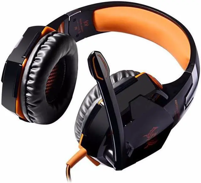 Alt view image 2 of 7 - EACH G2000 Gaming Headset Deep Bass Computer Game Headphones with Microphone LED Light for Computer PC Gamer - Black & Orange