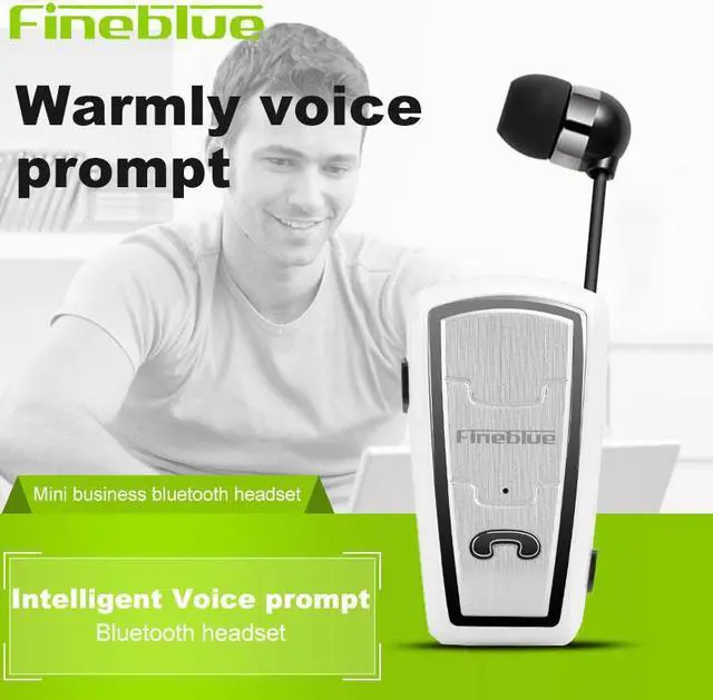 Alt view image 3 of 7 - FineBlue FQ208 Clip-on Bluetooth Headset Anti-lost Retractable Wireless Earphone Clip Handsfree Headphone With Micr - White