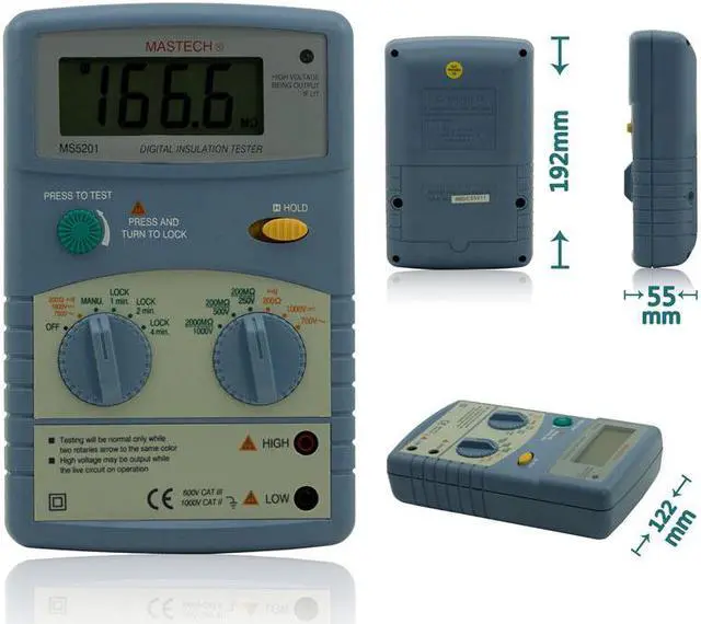 Main image of Mastech MS5201 3" LCD Digital Mega Ohm Insulation Resistance Tester