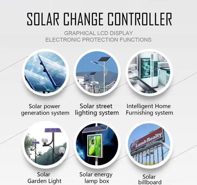Alt view image 2 of 5 - PWM Control 20A 12V/24V Solar Charger Controller Graphical Black Color LCD Display Panel Battery Regulator