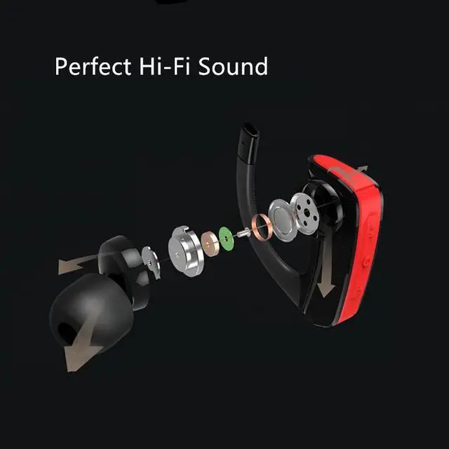 Alt view image 2 of 3 - ZONOKI B198 Wireless Sports Magnetic Bluetooth Headset V4.0 Hi-Fi Headphone Sweatproof earphone with Mic for iphone samsung - Red