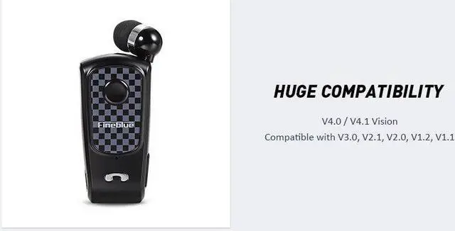 Alt view image 3 of 7 - Fineblue F PLUS Wireless Clip-on Bluetooth V4.0 / V4.1 Headset Headphone Hands-free Supports for IOS and Android System - Gold