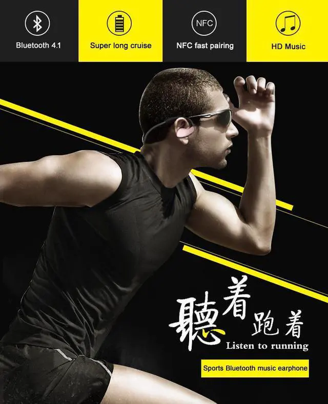 Alt view image 3 of 5 - AWEI A885BL Bluetooth Earphones Wireless Headphone With Microphone NFC APT-X Sport Headset Cordless Earpiece (Black)