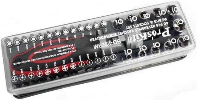 Alt view image 2 of 6 - Pro'skit SD-2309 High Quality 40Pcs Reversible Ratchet Screwdriver W/Bits&Sockets Set Hand Tools Screwdriver Set Torx Hex