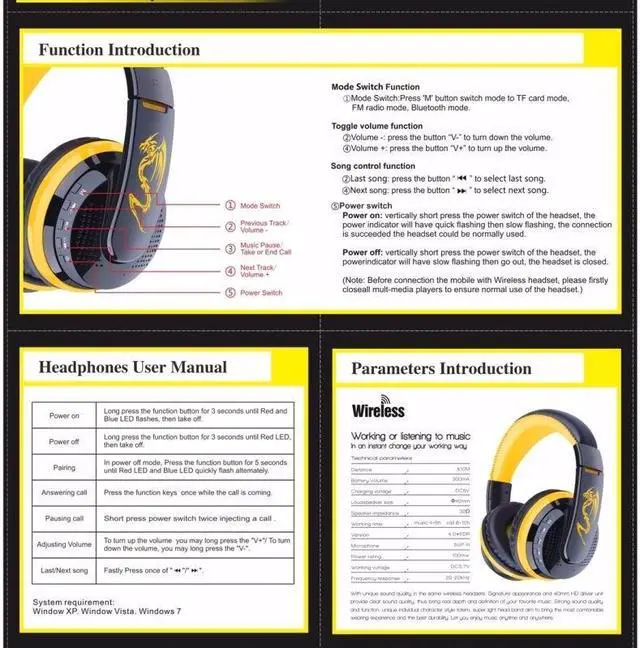 Alt view image 6 of 7 - OVLENG MX666 Bluetooth 4.0 Stereo Headset Wireless Headphones with Mic Support FM & TF Card for iPhone Android Phone - Blue