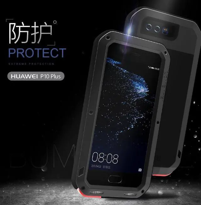 Alt view image 3 of 7 - Love Mei Shockproof Waterproof Metal Aluminum Case For Huawei P10 Plus - Black