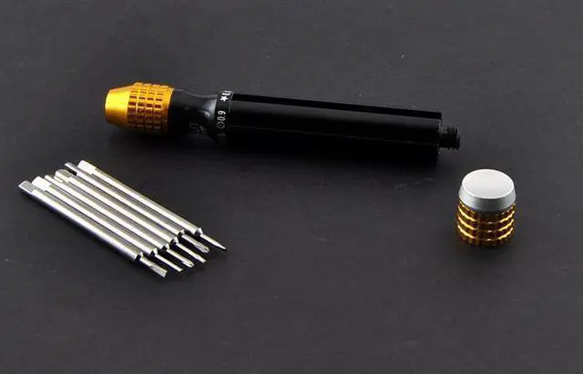 Alt view image 3 of 3 - 6 in 1 Multinational Precise Screwdriver Set - Sizes Phillips 1.5/1.2 Flat Head-Style 1.5/1.2 Dot 0.9 Pentagram 0.8 For iPhone, iPad, Blackberry, HTC - Black