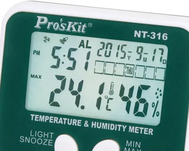 Alt view image 3 of 5 - Pro'skit NT-316 Multifunction Digital Hygrometer Humidity Meter Indoor Electronic Thermometer With Alarm Clock And Calendar
